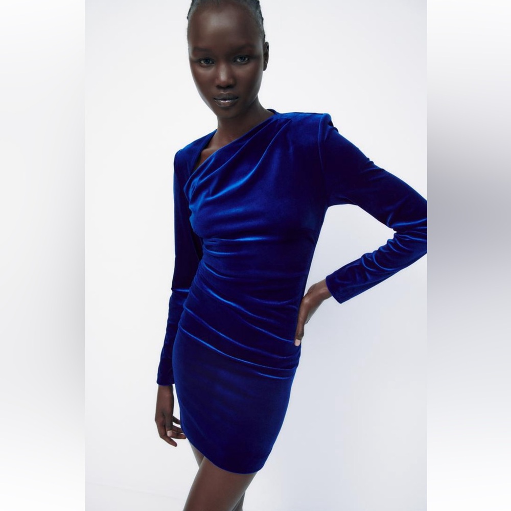 Zara Velvet Asymmetric Dress NWT